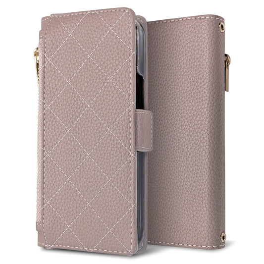 iPhone5 キルティング コインケース付き スマホケース 手帳型 ミラー付き サイドマグネット