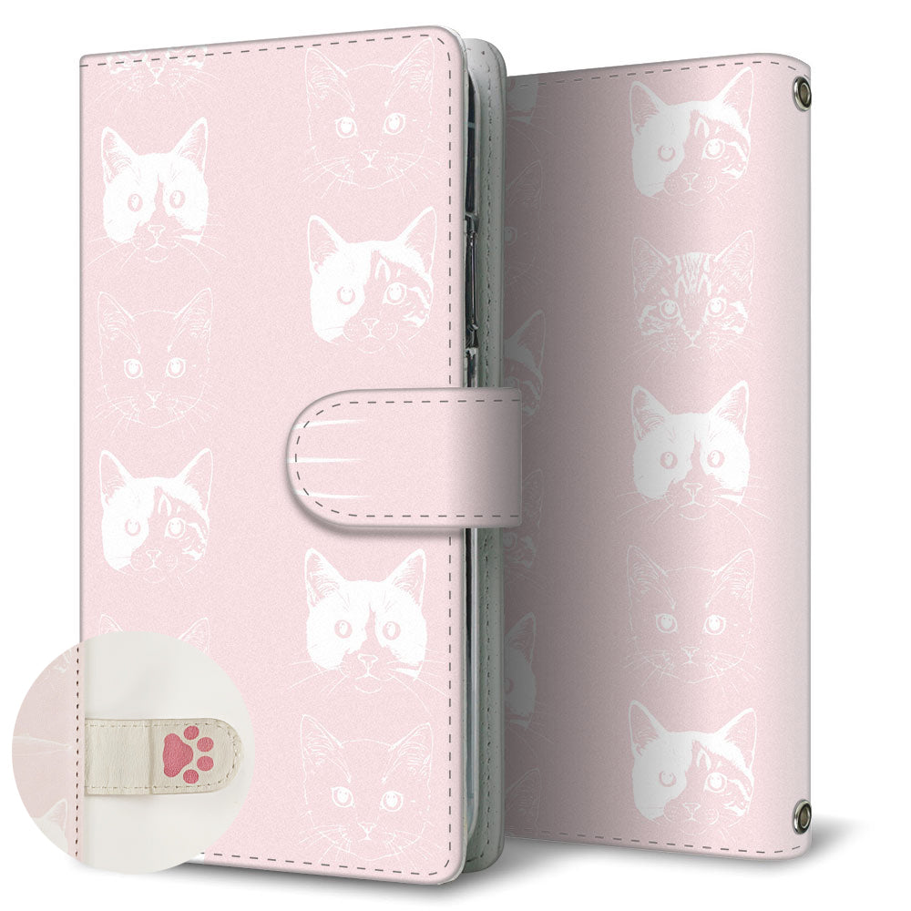 DIGNO BX 901KC SoftBank 猫の顔スケッチ プリント手帳型ケース 耐衝撃