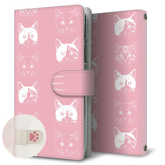 DIGNO BX 901KC SoftBank 猫の顔スケッチ プリント手帳型ケース 耐衝撃