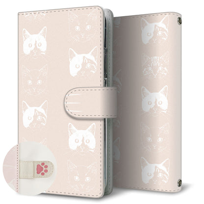 arrows N F-51C docomo 猫の顔スケッチ プリント手帳型ケース 耐衝撃