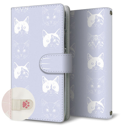 DIGNO BX 901KC SoftBank 猫の顔スケッチ プリント手帳型ケース 耐衝撃