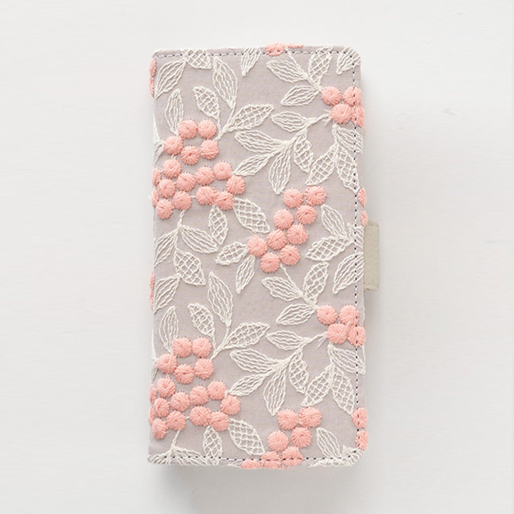 Google Pixel 11 ぷっくりミモザ 刺繍 サイドマグネット スマホケース 手帳型