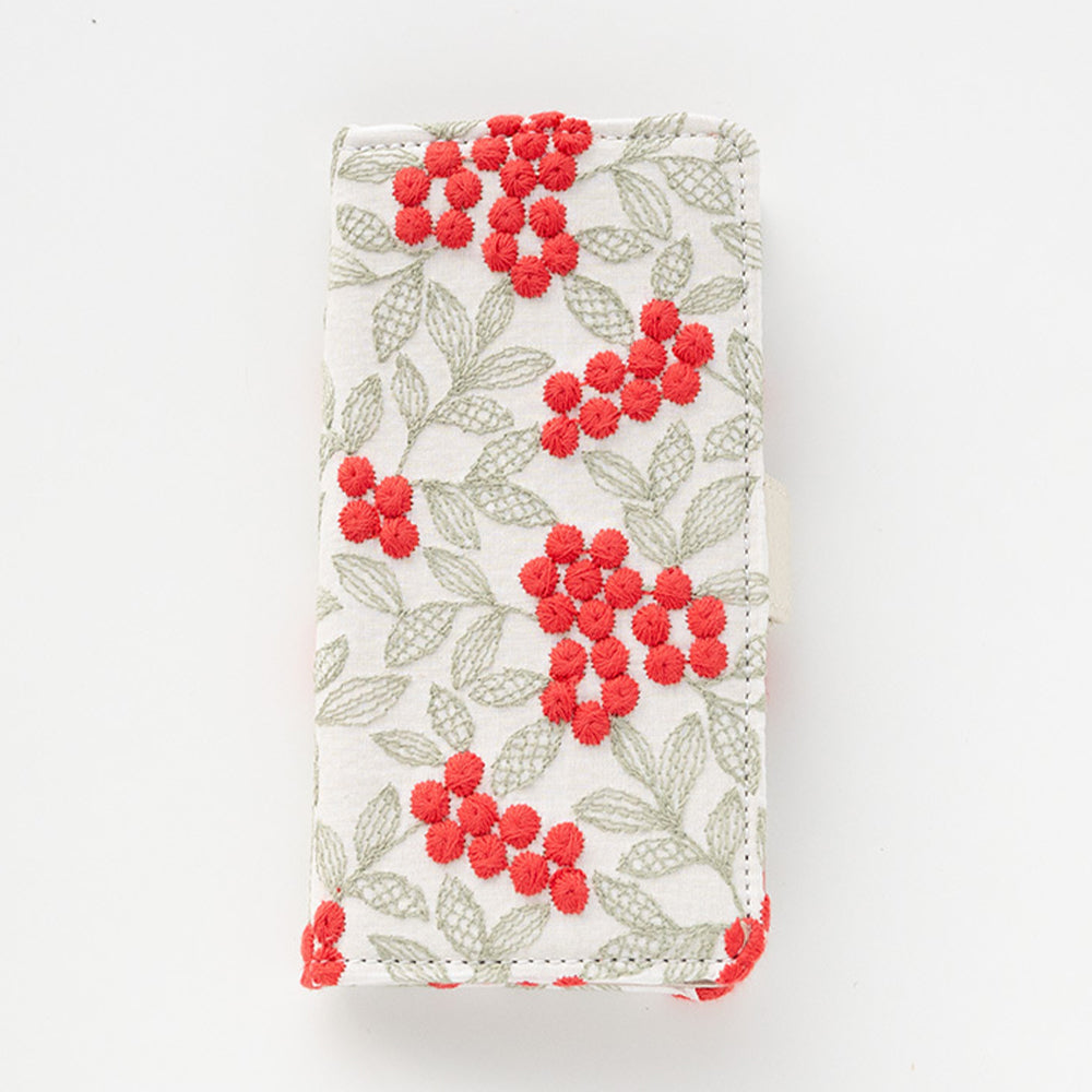 Google Pixel 11 Pro ぷっくりミモザ 刺繍 サイドマグネット スマホケース 手帳型