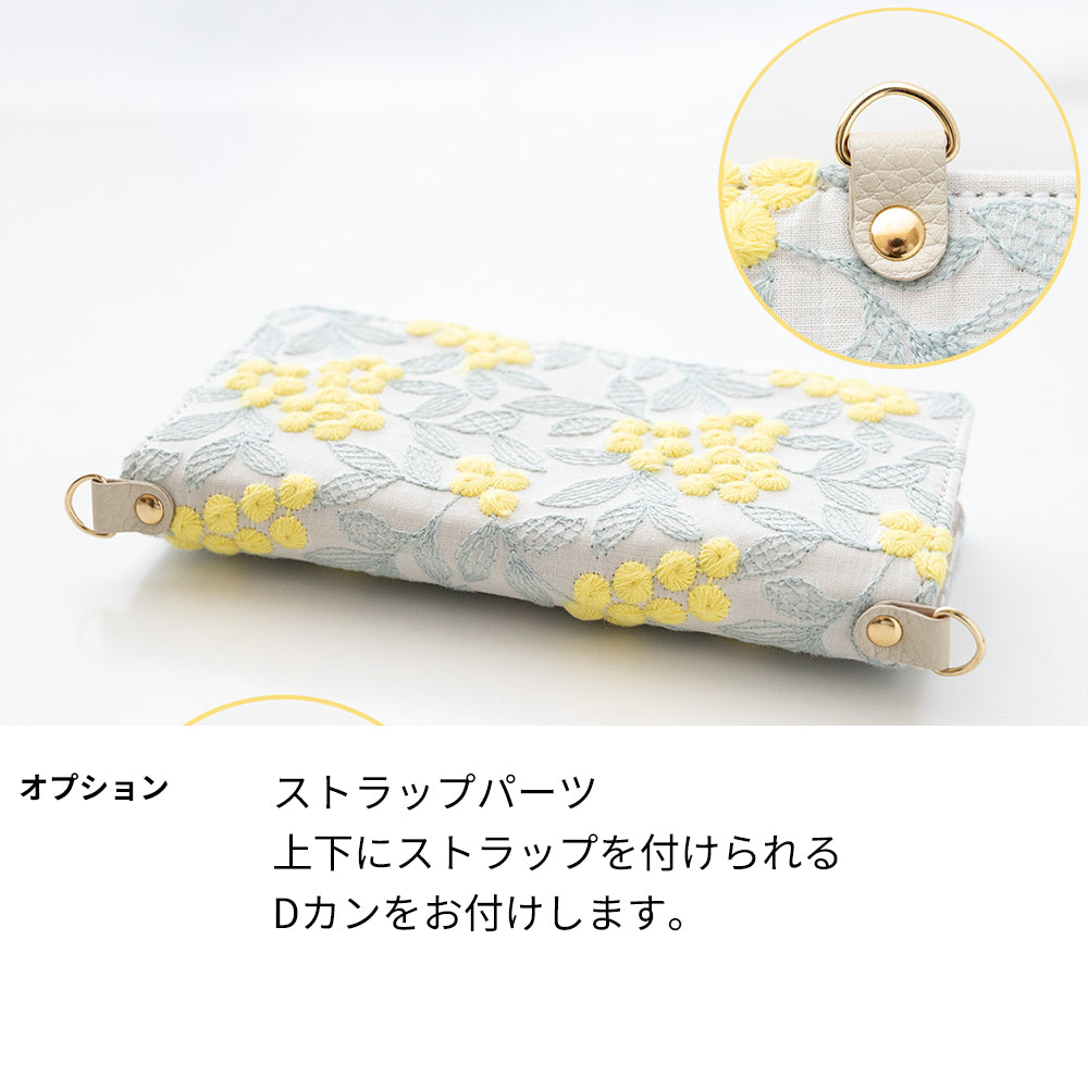 Google Pixel 11 Pro ぷっくりミモザ 刺繍 サイドマグネット スマホケース 手帳型