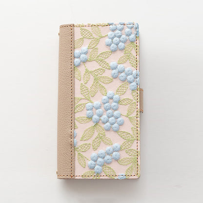 AQUOS R7 A202SH SoftBank ぷっくりミモザ × シュリンクレザー 本革 サイドマグネット スマホケース 手帳型
