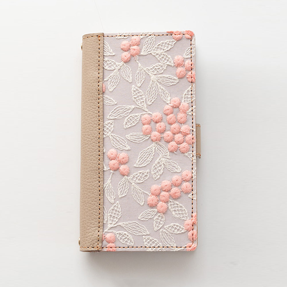 Galaxy S10 SC-03L docomo ぷっくりミモザ × シュリンクレザー 本革 サイドマグネット スマホケース 手帳型