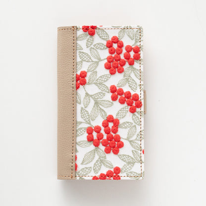 HUAWEI nova lite for Y！mobile 608HW Y!mobile ぷっくりミモザ × シュリンクレザー 本革 サイドマグネット スマホケース 手帳型
