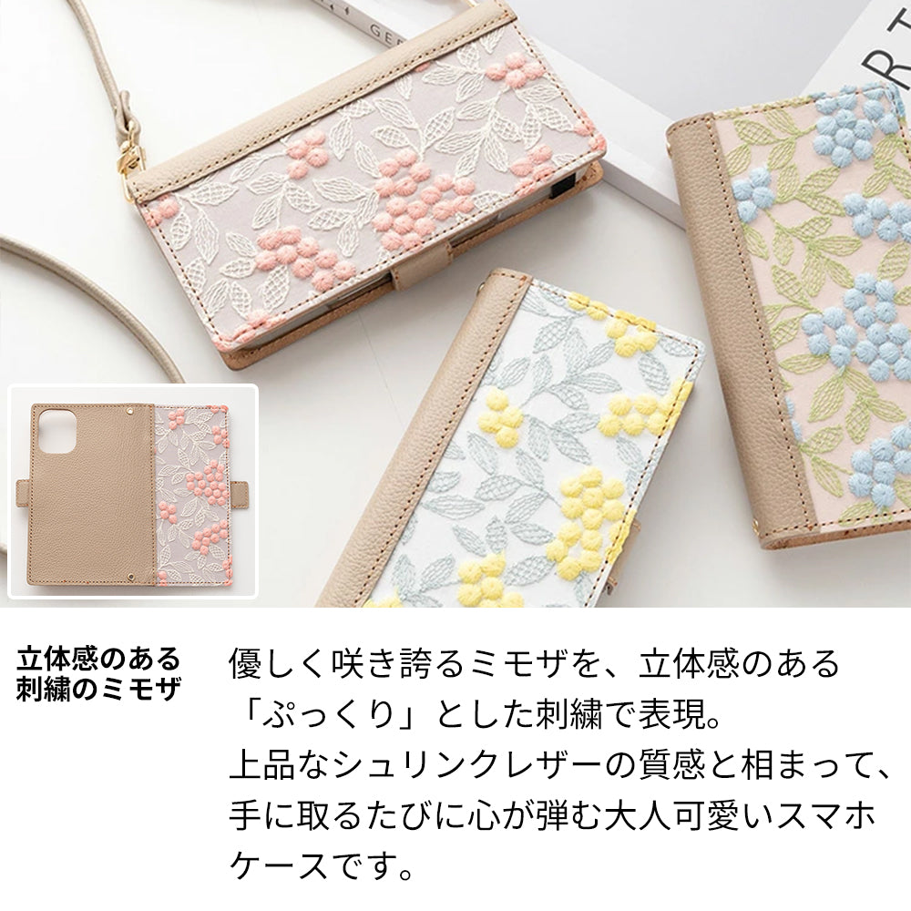 Google Pixel 11 ぷっくりミモザ × シュリンクレザー 本革 サイドマグネット スマホケース 手帳型