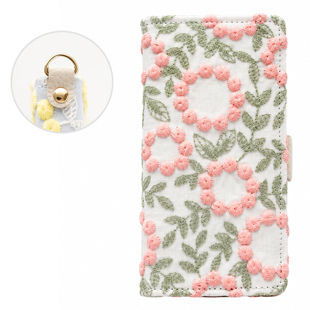 Xperia 8 SOV42 au ぷっくりフラワーサークル サイドマグネット スマホケース 手帳型