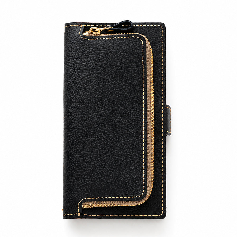 AQUOS zero6 姫路レザー シュリンクレザー コインケース付き スマホケース 手帳型 本革 サイドマグネット スマホショルダー