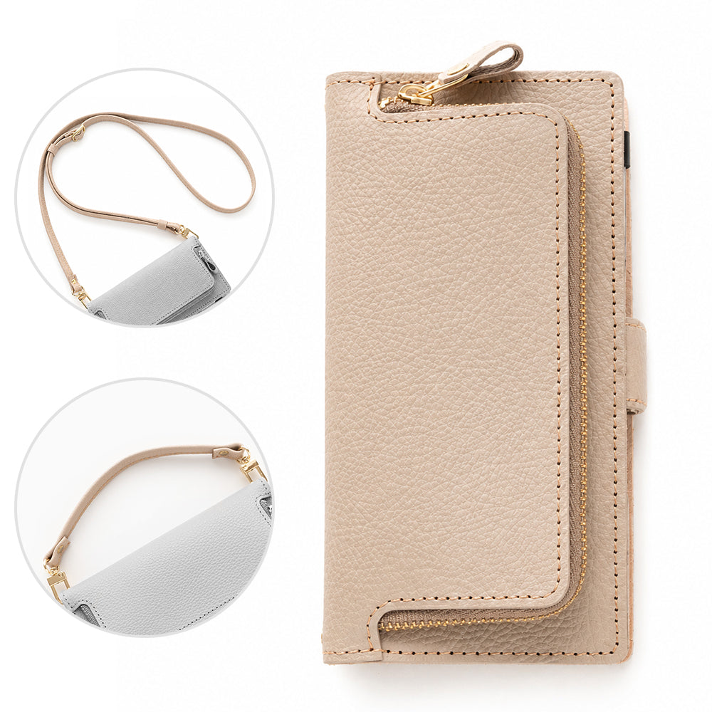 Xperia Z5 501SO SoftBank 姫路レザー シュリンクレザー コインケース付き スマホケース 手帳型 本革 サイドマグネット スマホショルダー