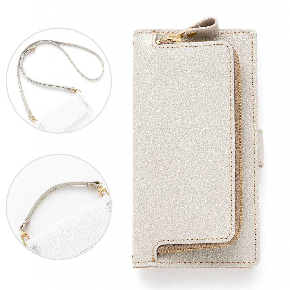Galaxy S23 Ultra SCG20 au 姫路レザー シュリンクレザー コインケース付き スマホケース 手帳型 本革 サイドマグネット スマホショルダー