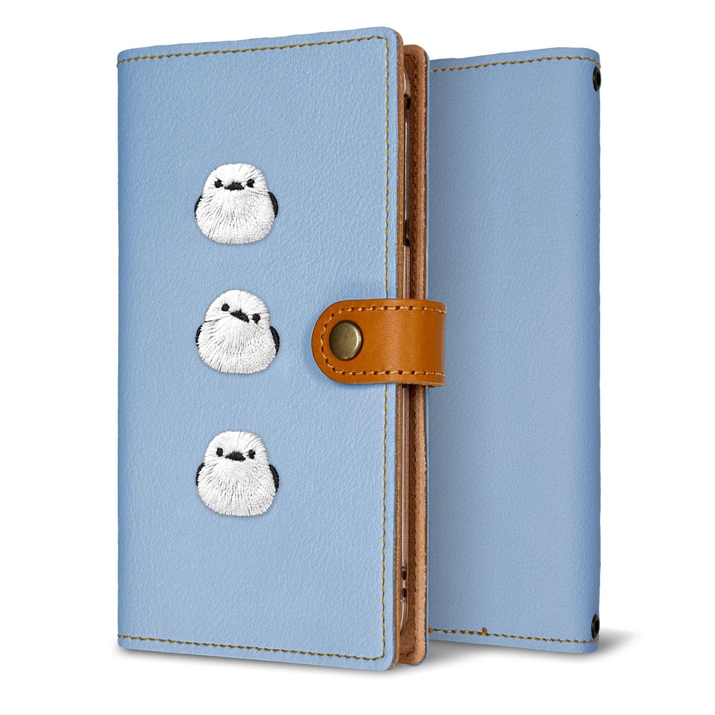 Galaxy S25 SC-51F docomo 刺繍 シマエナガ 手帳型ケース 耐衝撃