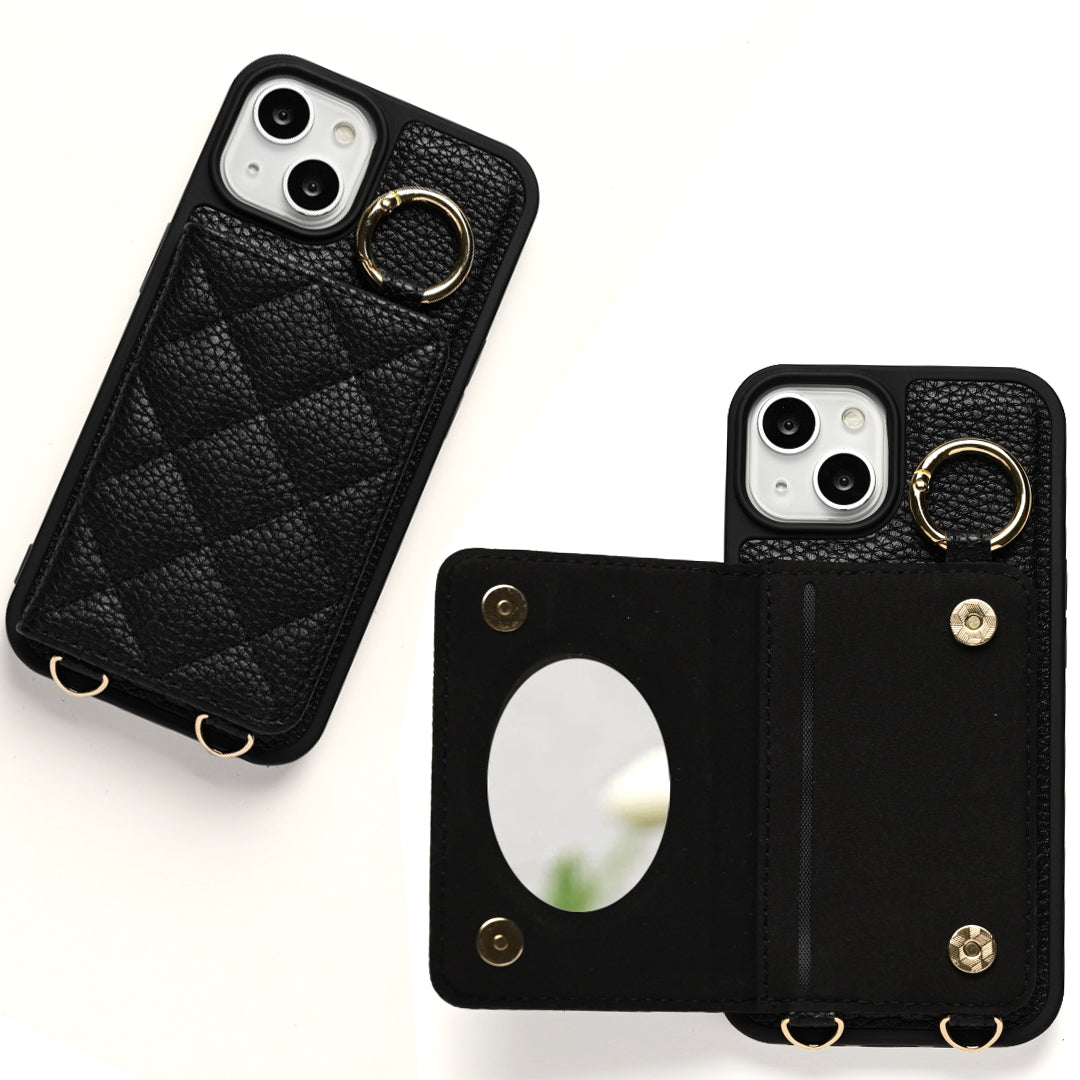 Xperia 10 III SOG04 au キルティング カラー リアケース 2つ折りカードケース ミラー付き