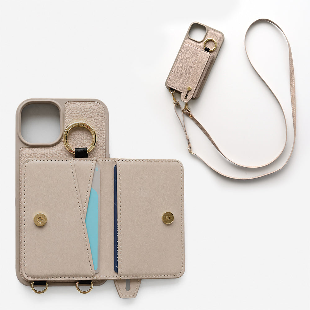 iPhone14 Plus ベルト付き 2つ折りカードケース カラーリアケース
