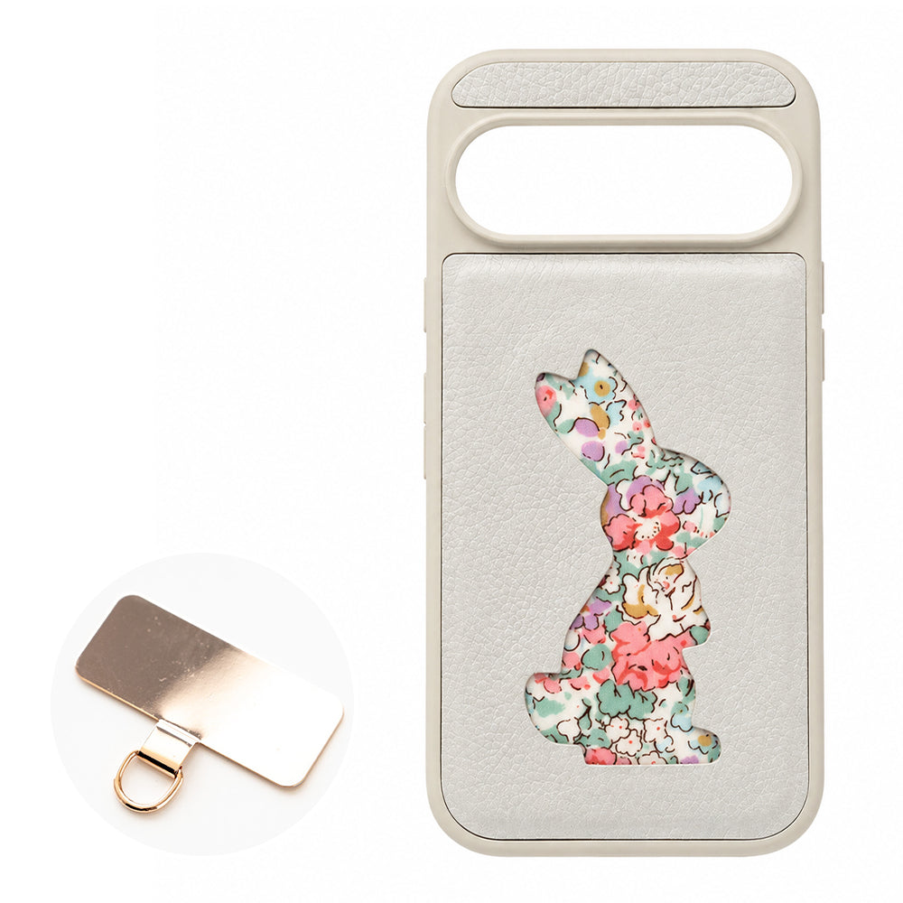 AQUOS sense8 SH-54D docomo リバティ猫・リバティうさぎ 本革 スマホショルダー カラーリアケース スマホケース