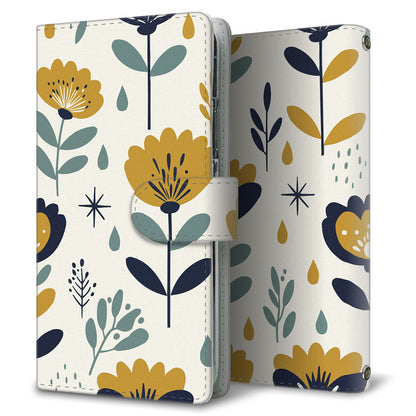 AQUOS sense4 SH-M15 北欧風花柄 大人かわいい プリント手帳型ケース 耐衝撃