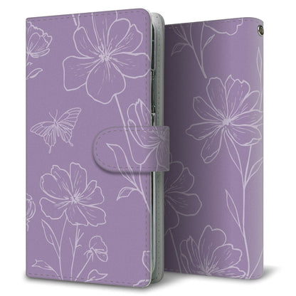 Xperia Ace III SOG08 au 花のスケッチ 大人かわいい プリント手帳型ケース 耐衝撃