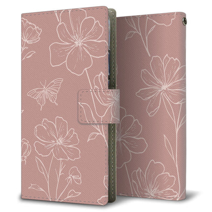 iPhone5s 花のスケッチ 大人かわいい プリント手帳型ケース 耐衝撃