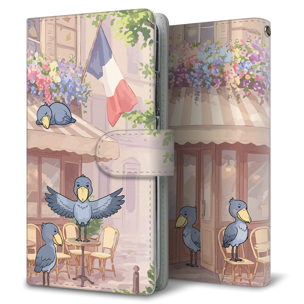 AQUOS zero5G basic DX SHG02 au ハシビロコウとかわいい時間 プリント手帳型ケース 耐衝撃