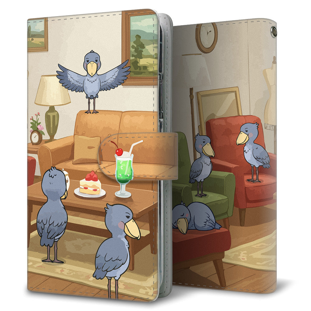 iPhone6 PLUS ハシビロコウとかわいい時間 プリント手帳型ケース 耐衝撃