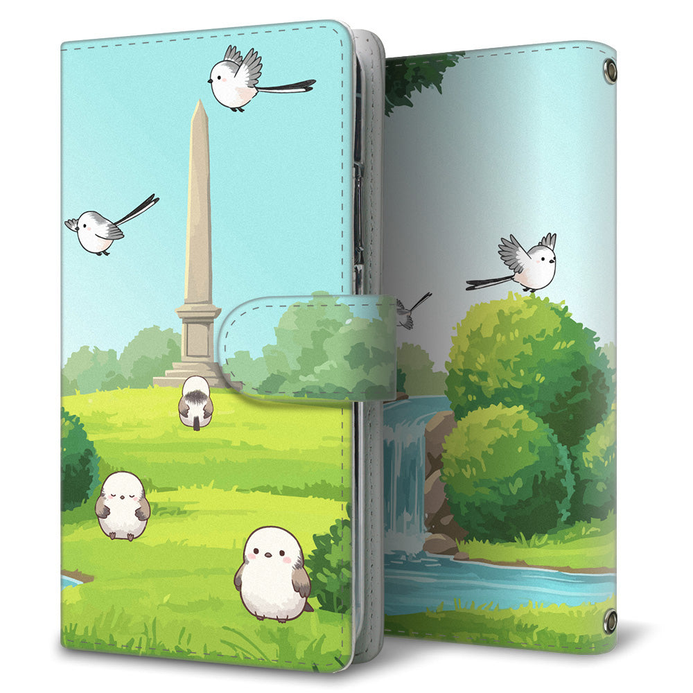 AQUOS sense7 SHG10 au シマエナガとかわいい時間 プリント手帳型ケース 耐衝撃