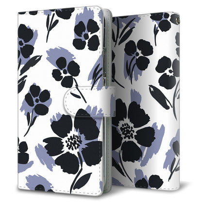 Xperia Ace III SOG08 au スミ花柄 大人かわいい プリント手帳型ケース 耐衝撃