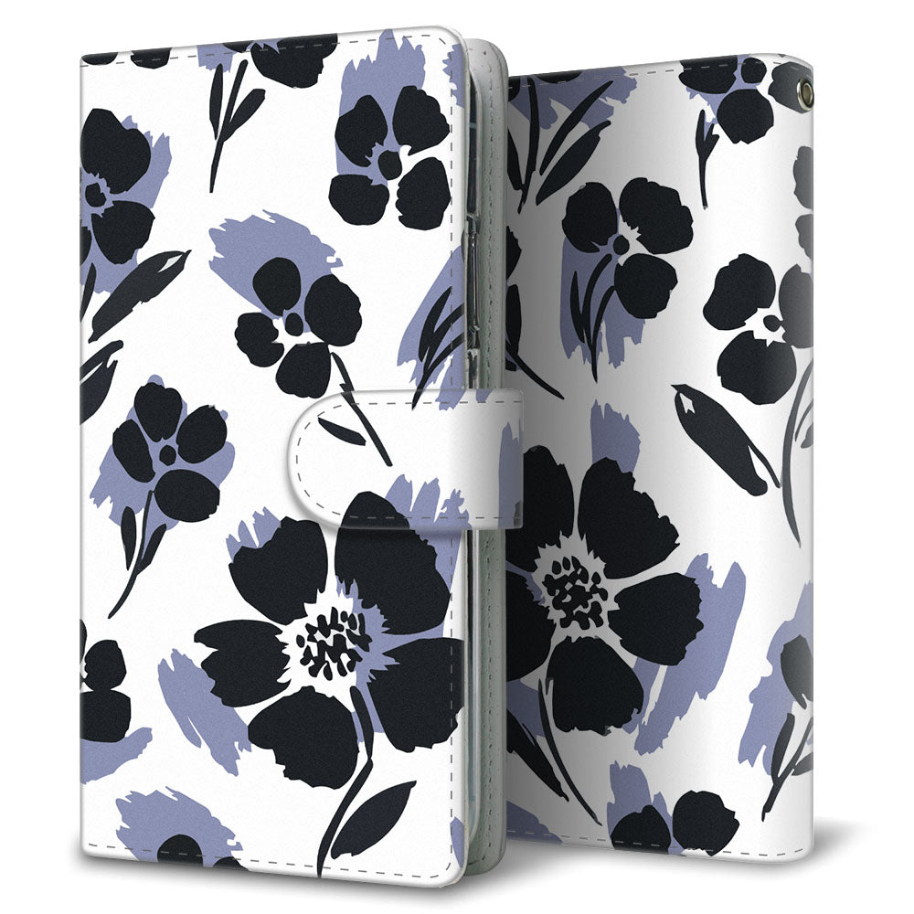 Xperia Ace III SOG08 au スミ花柄 大人かわいい プリント手帳型ケース 耐衝撃