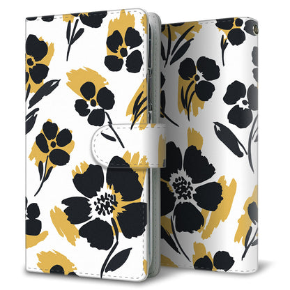 iPhone13 スミ花柄 大人かわいい プリント手帳型ケース 耐衝撃