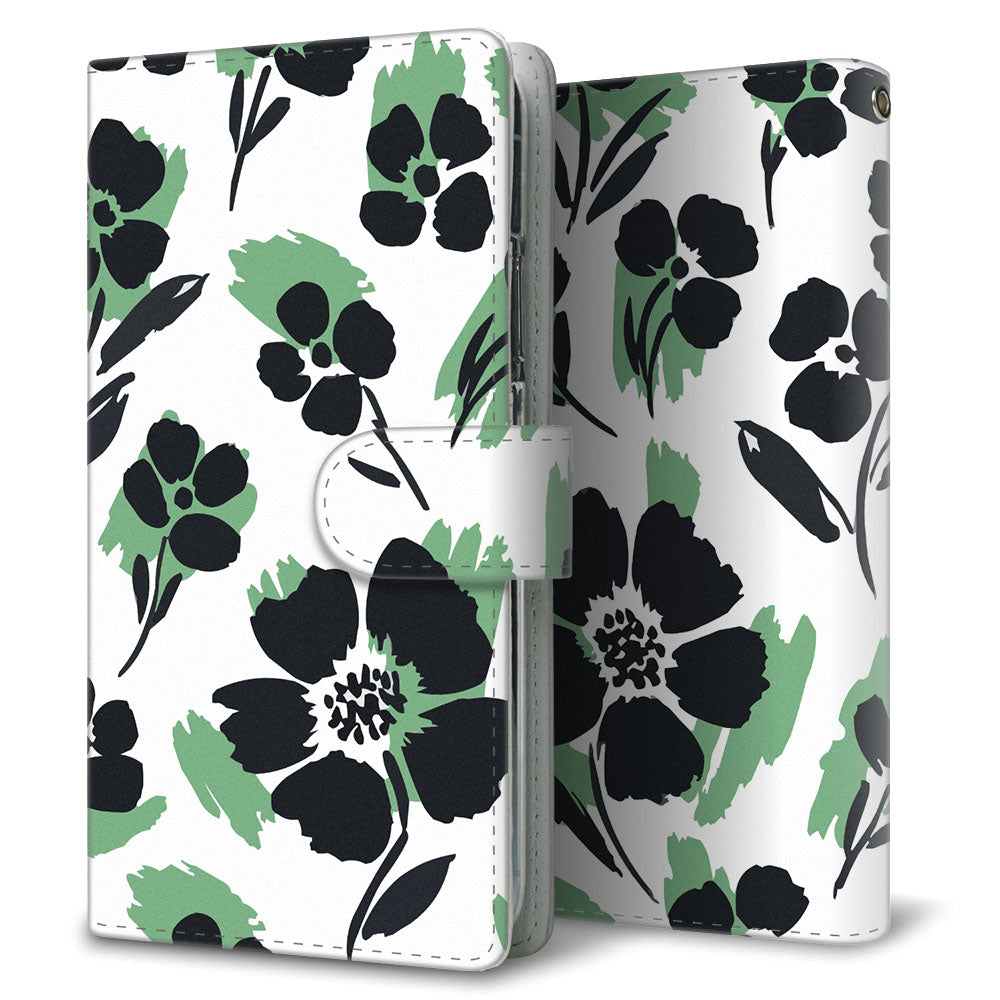 OPPO Reno13 A OPG05 UQ mobile スミ花柄 大人かわいい プリント手帳型ケース 耐衝撃