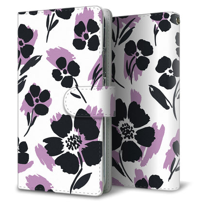 Xperia Ace III SOG08 au スミ花柄 大人かわいい プリント手帳型ケース 耐衝撃