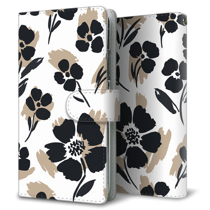 iPhone6 PLUS スミ花柄 大人かわいい プリント手帳型ケース 耐衝撃