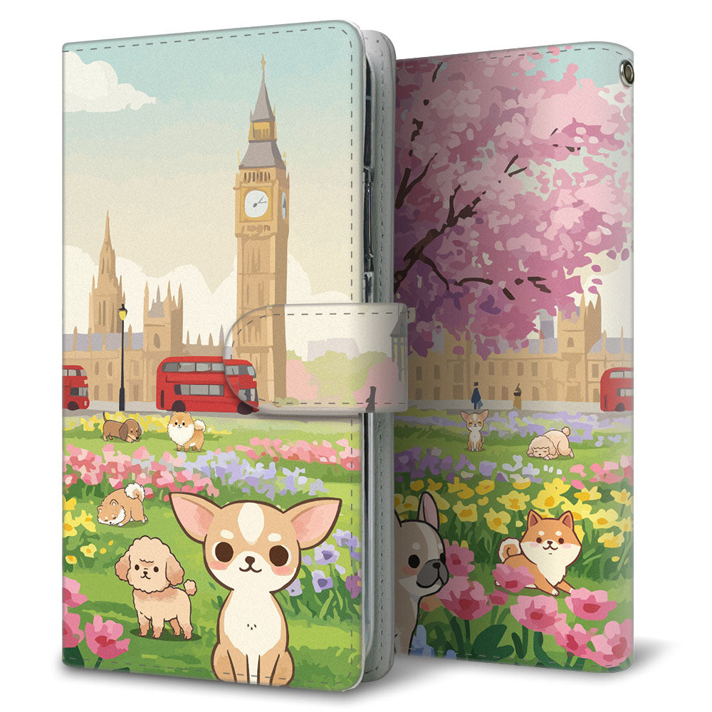 AQUOS wish5 SH-M32 イヌとかわいい時間 プリント手帳型ケース 耐衝撃