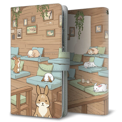 Xperia 5 II SOG02 au ウサギとかわいい時間 プリント手帳型ケース 耐衝撃