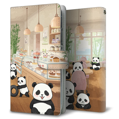 iPhone16 Plus パンダとかわいい時間 プリント手帳型ケース 耐衝撃