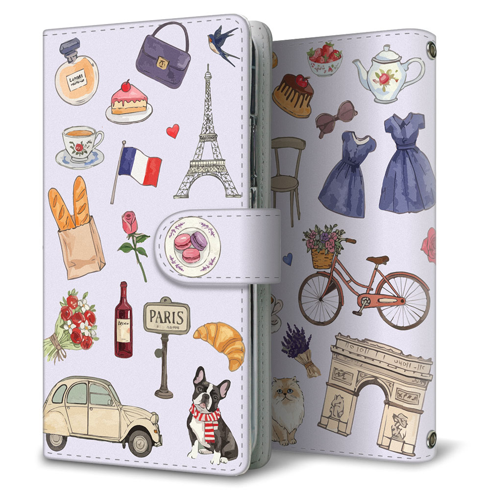 Xperia Ace III SOG08 au パリジェンヌ 大人かわいい プリント手帳型ケース 耐衝撃