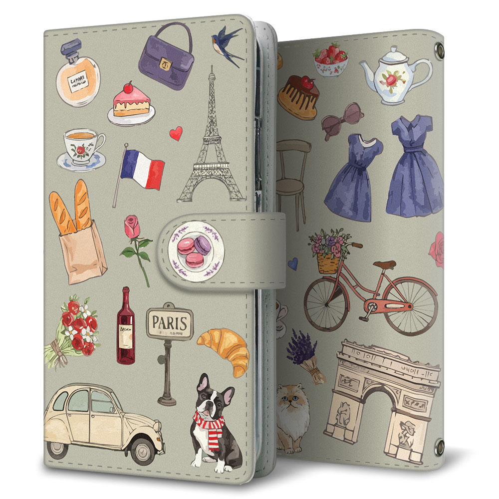 BASIO active3 KYG04 au パリジェンヌ 大人かわいい プリント手帳型ケース 耐衝撃