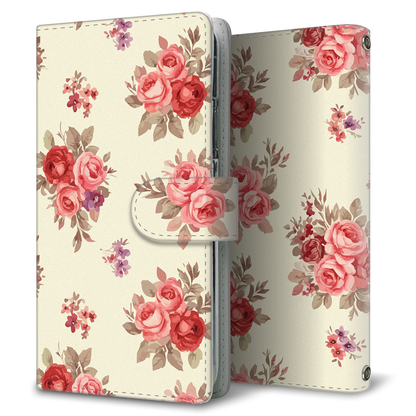 Xperia 5 III SOG05 au ブーケコレクション 大人かわいい花柄 プリント手帳型ケース 耐衝撃