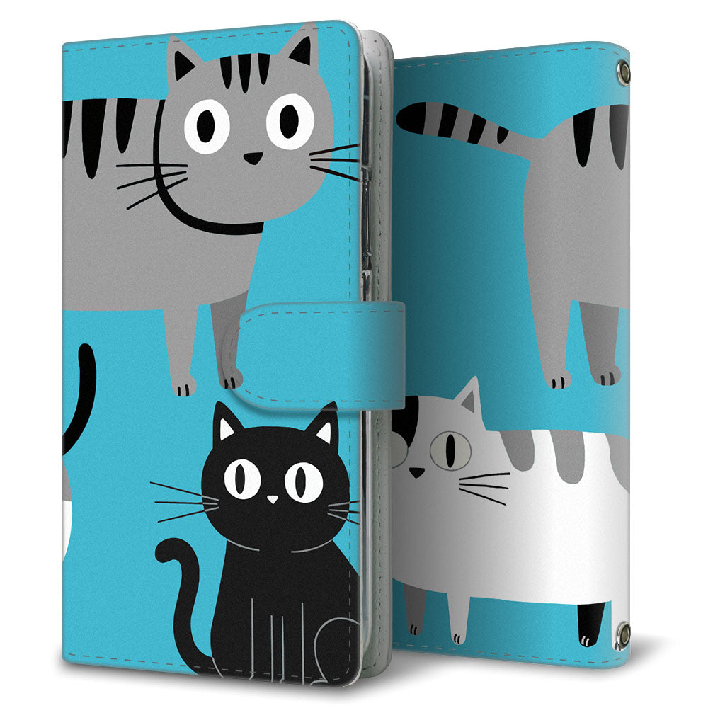 AQUOS wish SHG06 au サイレントキャット プリント手帳型ケース 耐衝撃