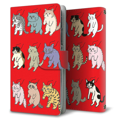 Xperia 8 SOV42 au 借りてきた猫 プリント手帳型ケース 耐衝撃