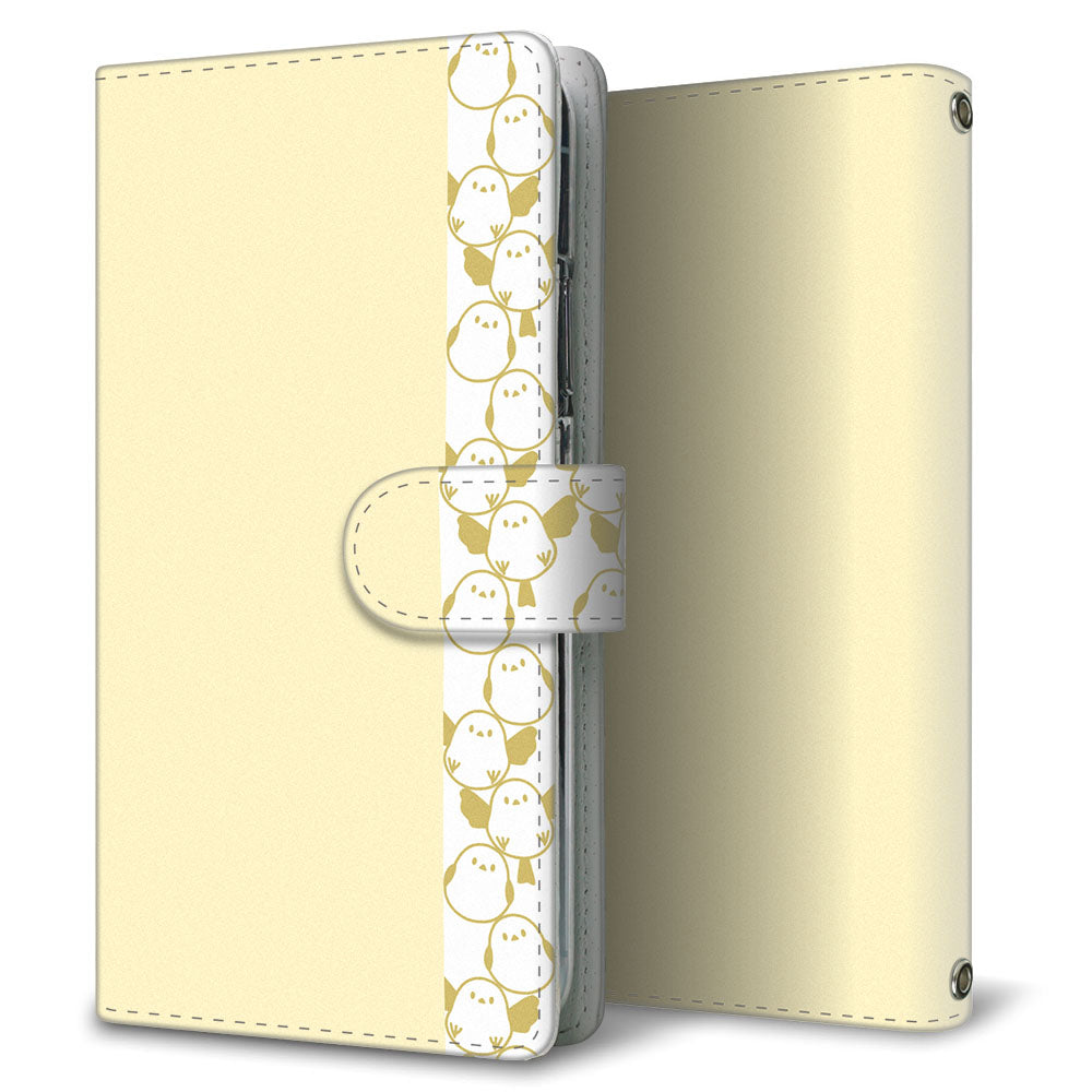 Xperia Ace III SOG08 au くすみシマエナガ プリント手帳型ケース 耐衝撃