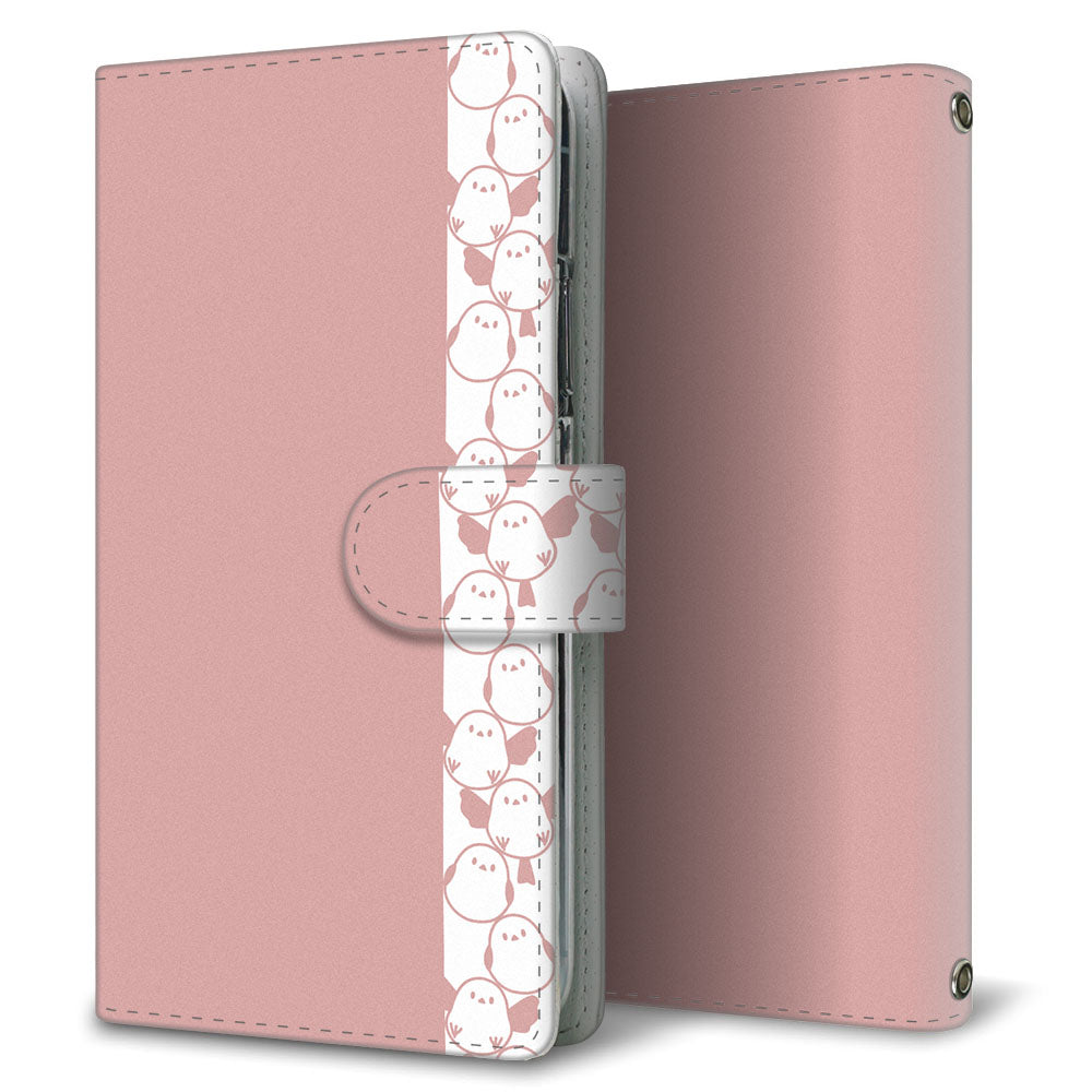 Xperia 5 II SOG02 au くすみシマエナガ プリント手帳型ケース 耐衝撃