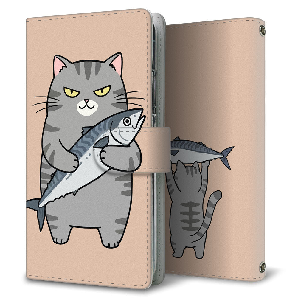 AQUOS wish A104SH Y!mobile サバトラ猫とサバ プリント手帳型ケース 耐衝撃