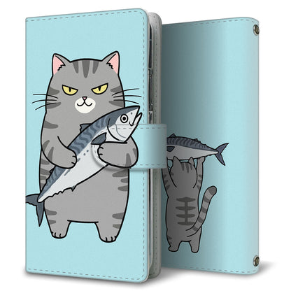 AQUOS wish A104SH Y!mobile サバトラ猫とサバ プリント手帳型ケース 耐衝撃