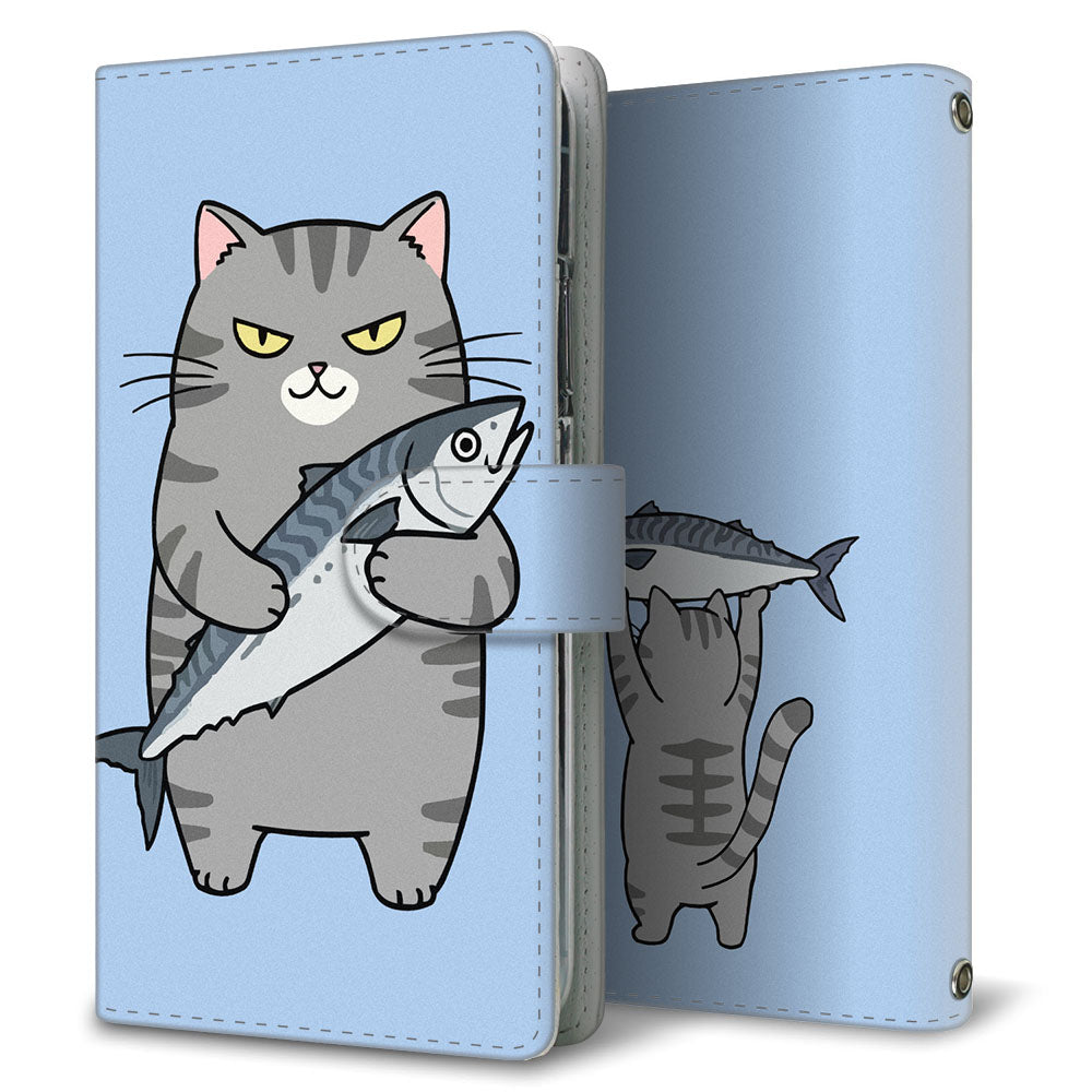 AQUOS wish A104SH Y!mobile サバトラ猫とサバ プリント手帳型ケース 耐衝撃