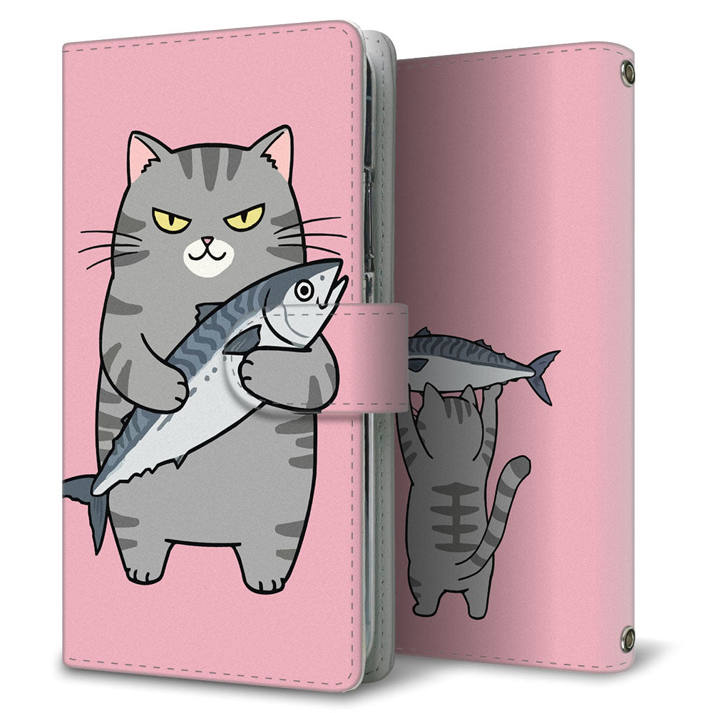 AQUOS wish SHG06 au サバトラ猫とサバ プリント手帳型ケース 耐衝撃