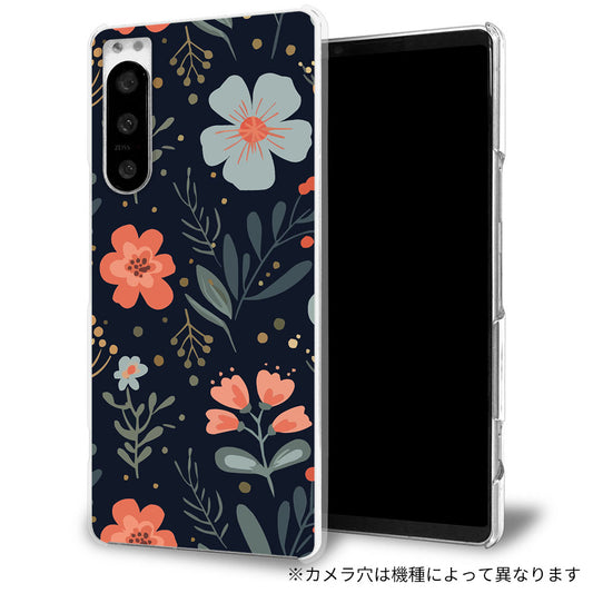 Galaxy Note10 北欧風花柄 大人かわいい 透明クリアハードケース