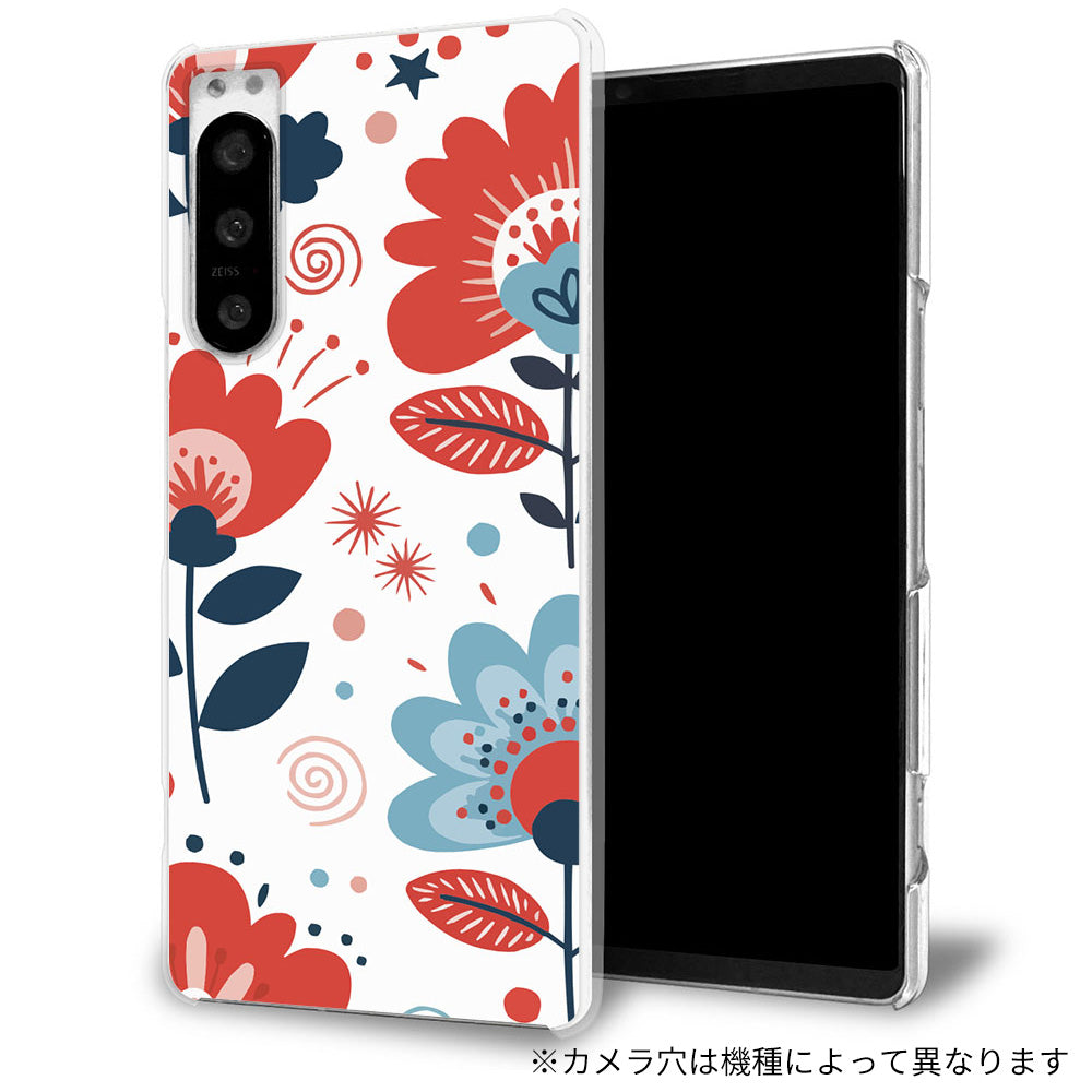 Xperia XZ2 Premium SO-04K docomo 北欧風花柄 大人かわいい 透明クリアハードケース