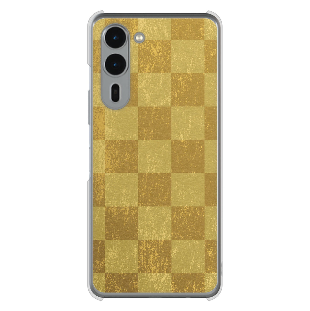 arrows We2 Plus F-51E docomo 高画質仕上げ 背面印刷 ハードケース 【619 市松模様-金（骨董風に傷んだイメージ）】