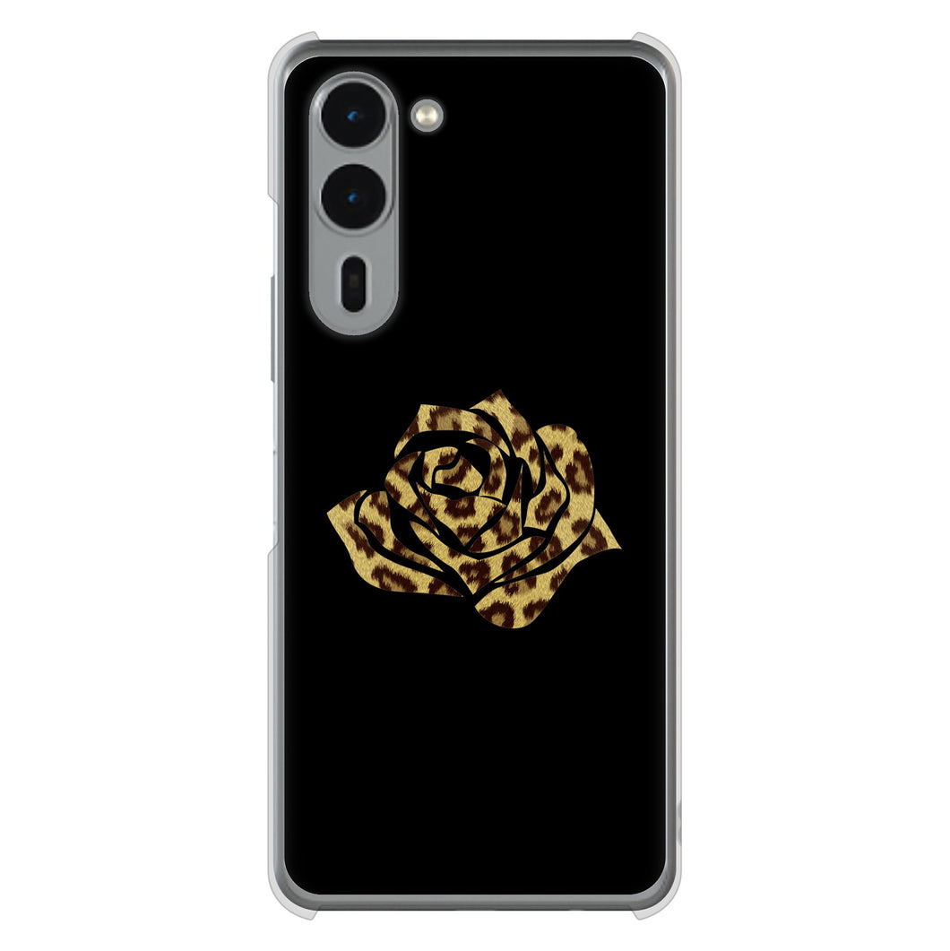 arrows We2 Plus F-51E docomo 高画質仕上げ 背面印刷 ハードケース 【1184 ヒョウのバラ（茶）】